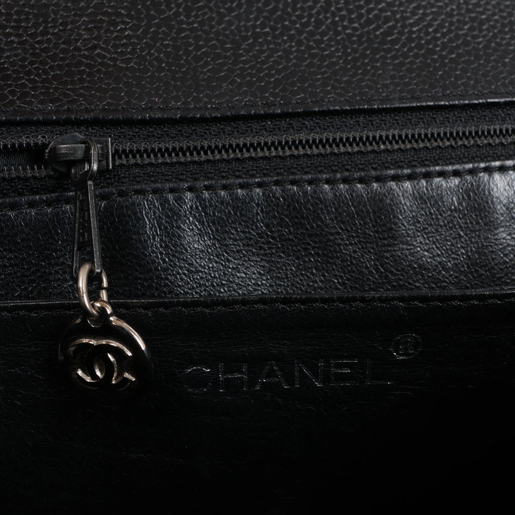 Chanel Classic Kelly Matelasse Caviar Leather Handbag in Black