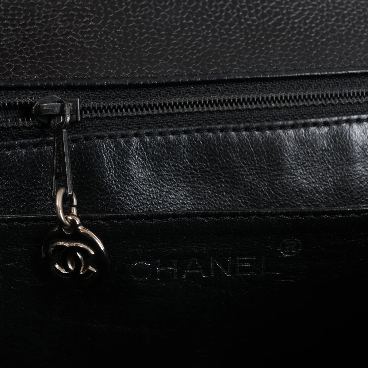 Chanel Classic Kelly Matelasse Caviar Leather Handbag in Black