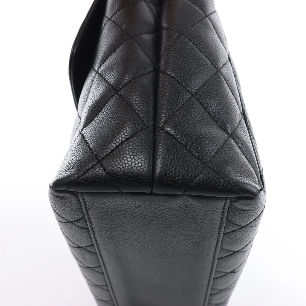 Chanel Classic Kelly Matelasse Caviar Leather Handbag in Black