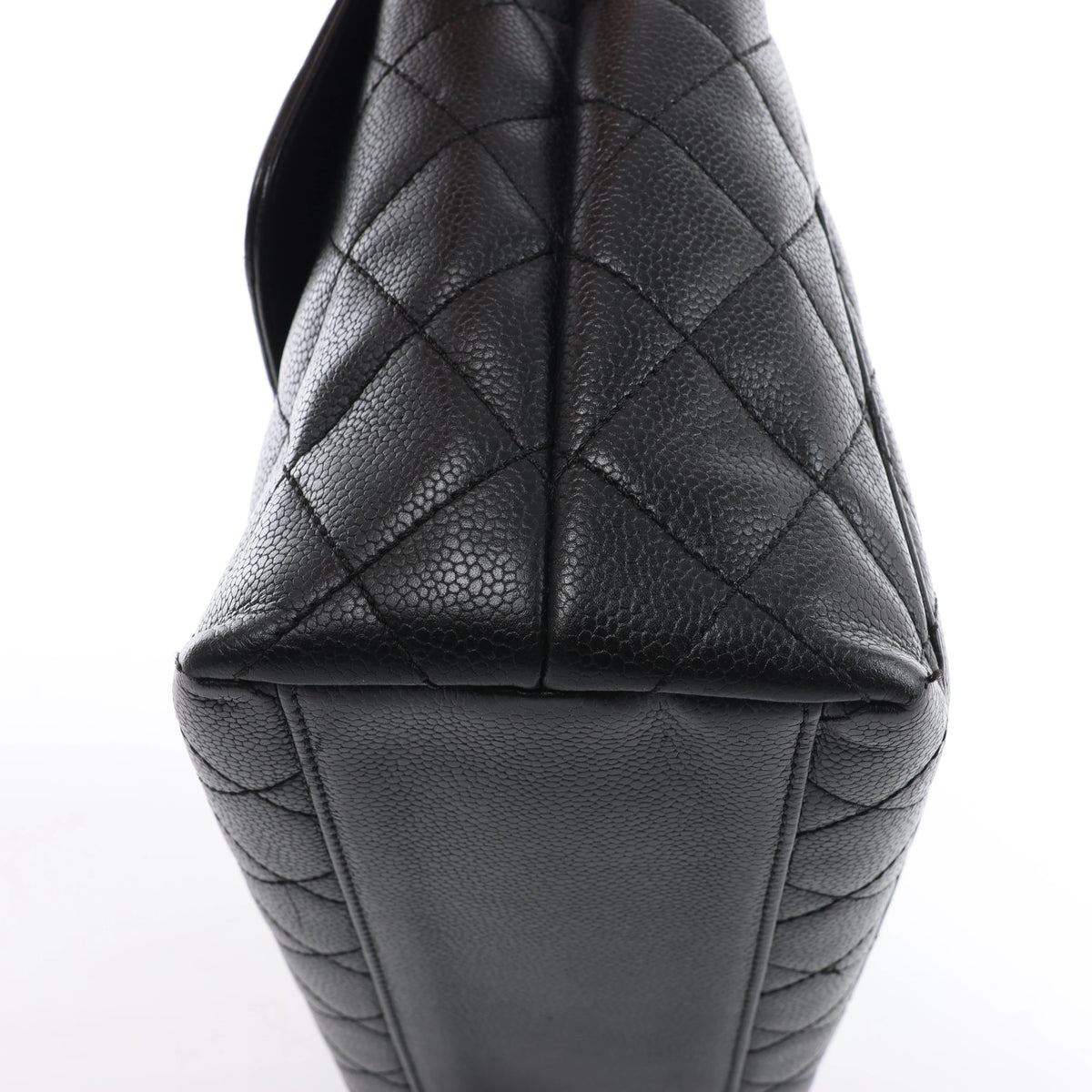 Chanel Classic Kelly Matelasse Caviar Leather Handbag in Black