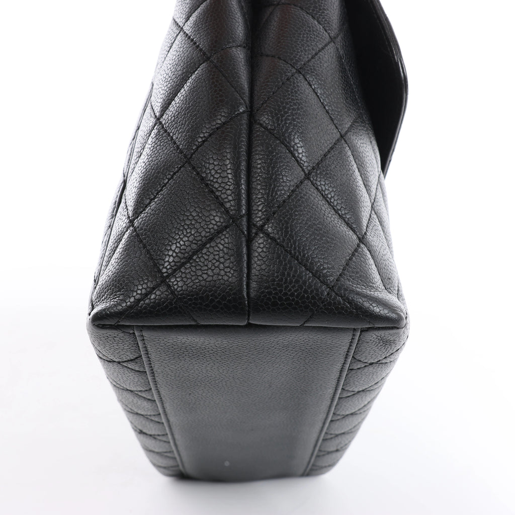 Chanel Classic Kelly Matelasse Caviar Leather Handbag in Black
