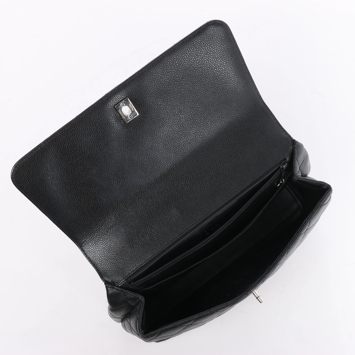Chanel Classic Kelly Matelasse Caviar Leather Handbag in Black