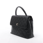 Chanel Classic Kelly Matelasse Caviar Leather Handbag in Black