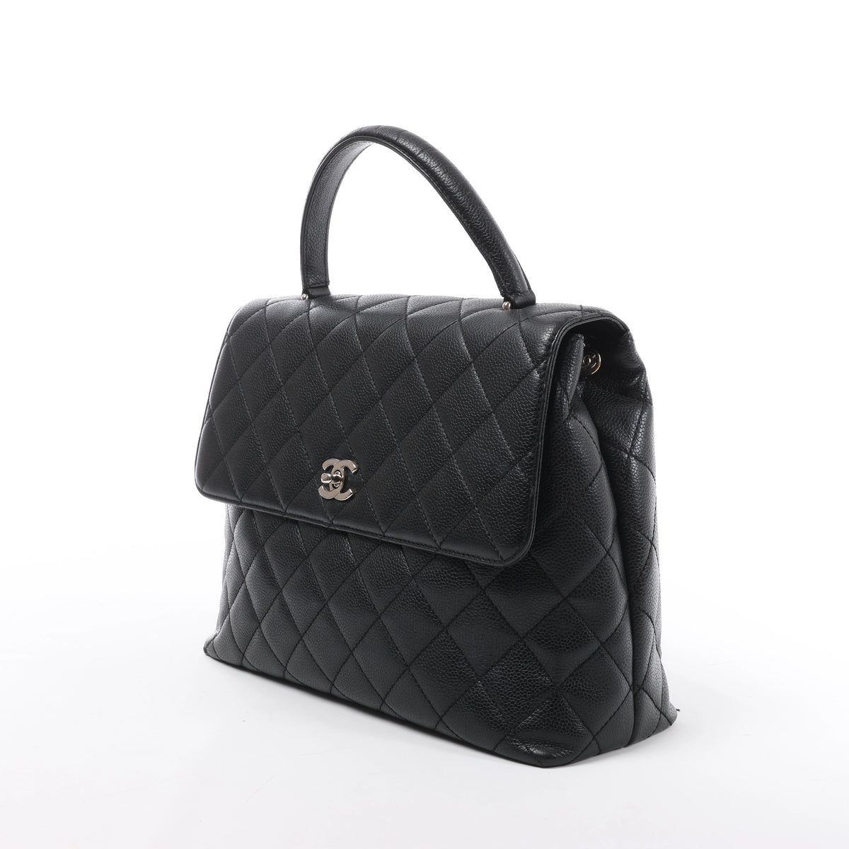 Chanel Classic Kelly Matelasse Caviar Leather Handbag in Black
