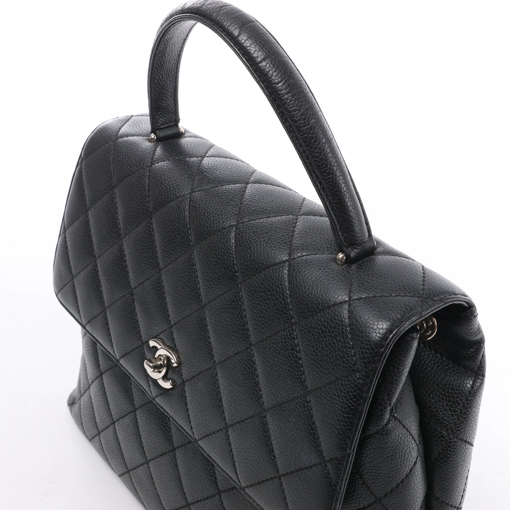 Chanel Classic Kelly Matelasse Caviar Leather Handbag in Black