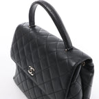 Chanel Classic Kelly Matelasse Caviar Leather Handbag in Black