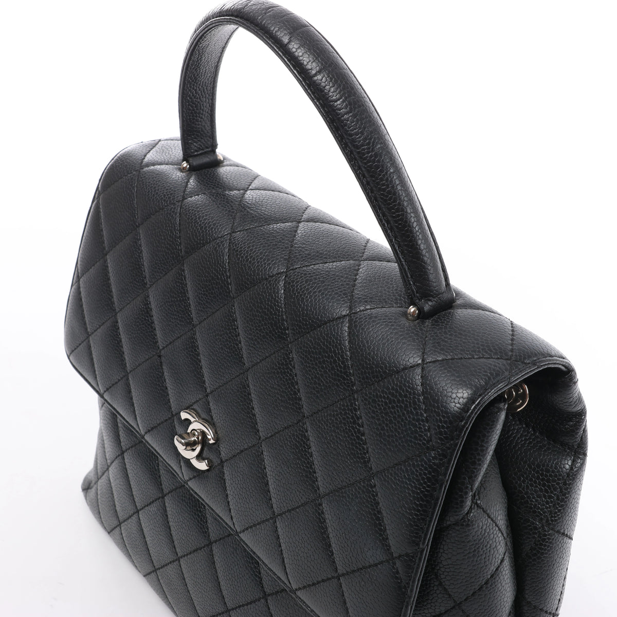Chanel Classic Kelly Matelasse Caviar Leather Handbag in Black