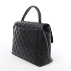 Chanel Classic Kelly Matelasse Caviar Leather Handbag in Black