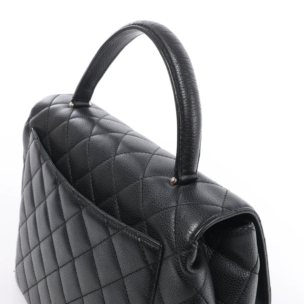 Chanel Classic Kelly Matelasse Caviar Leather Handbag in Black