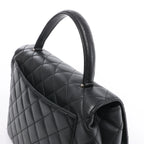 Chanel Classic Kelly Matelasse Caviar Leather Handbag in Black