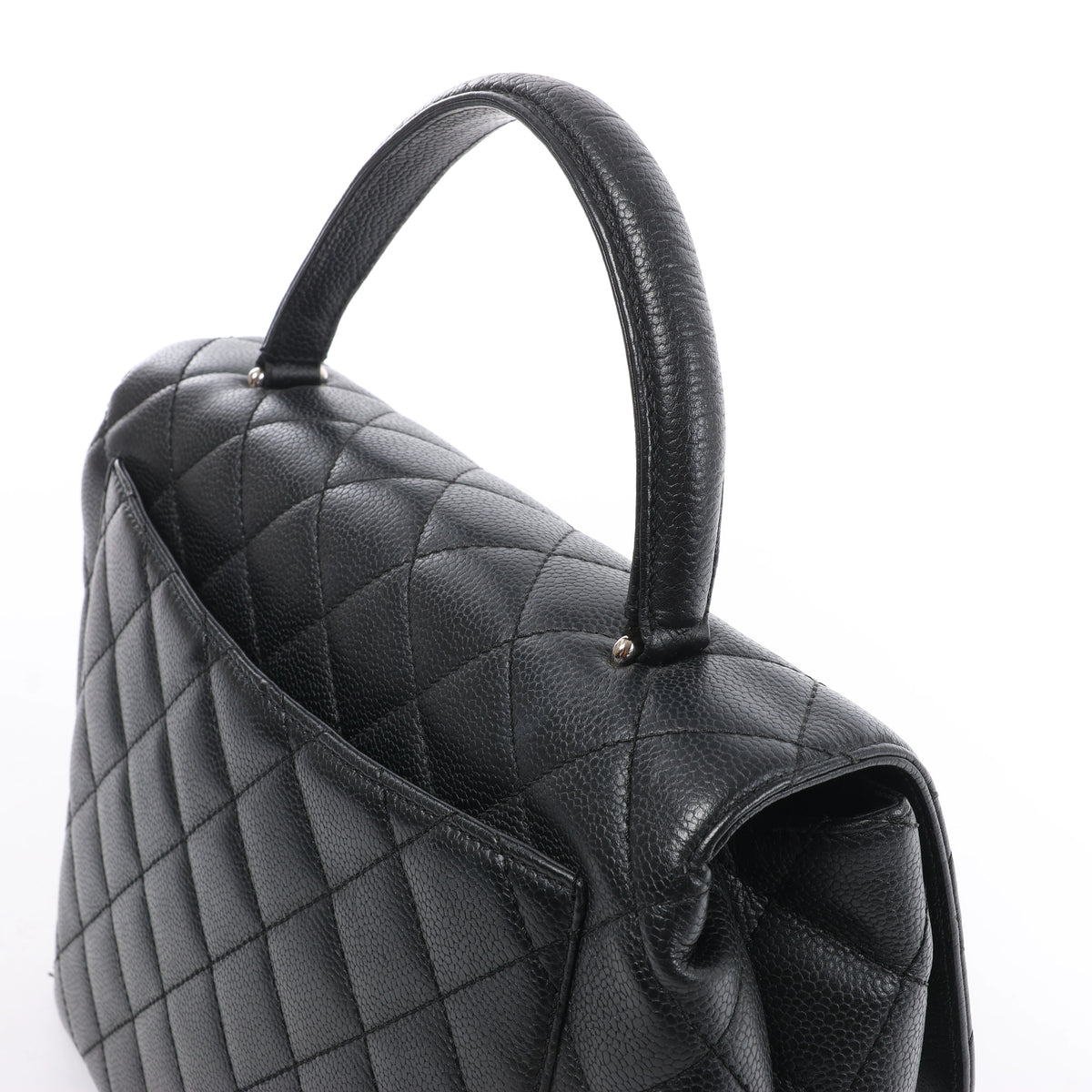 Chanel Classic Kelly Matelasse Caviar Leather Handbag in Black
