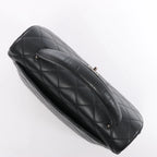 Chanel Classic Kelly Matelasse Caviar Leather Handbag in Black