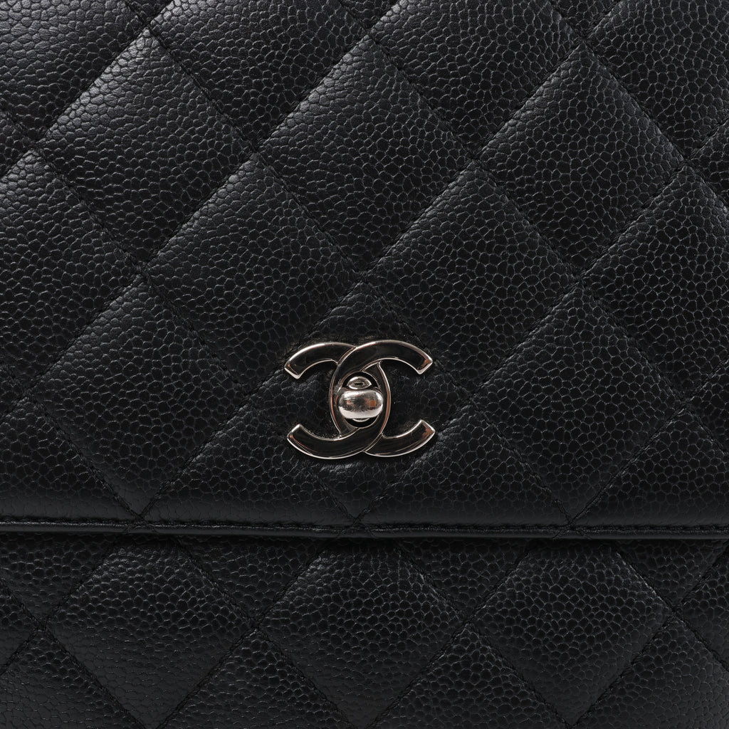 Chanel Classic Kelly Matelasse Caviar Leather Handbag in Black
