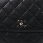 Chanel Classic Kelly Matelasse Caviar Leather Handbag in Black
