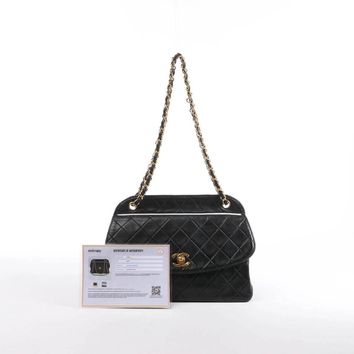 Bolso de hombro Chanel Gabrielle Doo Vintage con cadena de becerro y detalles metálicos en azul, dorado y plateado 27113839