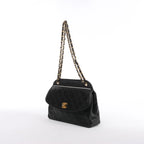 Bolso de hombro Chanel Gabrielle Doo Vintage con cadena de becerro y detalles metálicos en azul, dorado y plateado 27113839