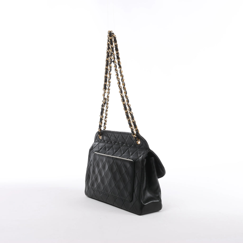 Bolso de hombro Chanel Gabrielle Doo Vintage con cadena de becerro y detalles metálicos en azul, dorado y plateado 27113839