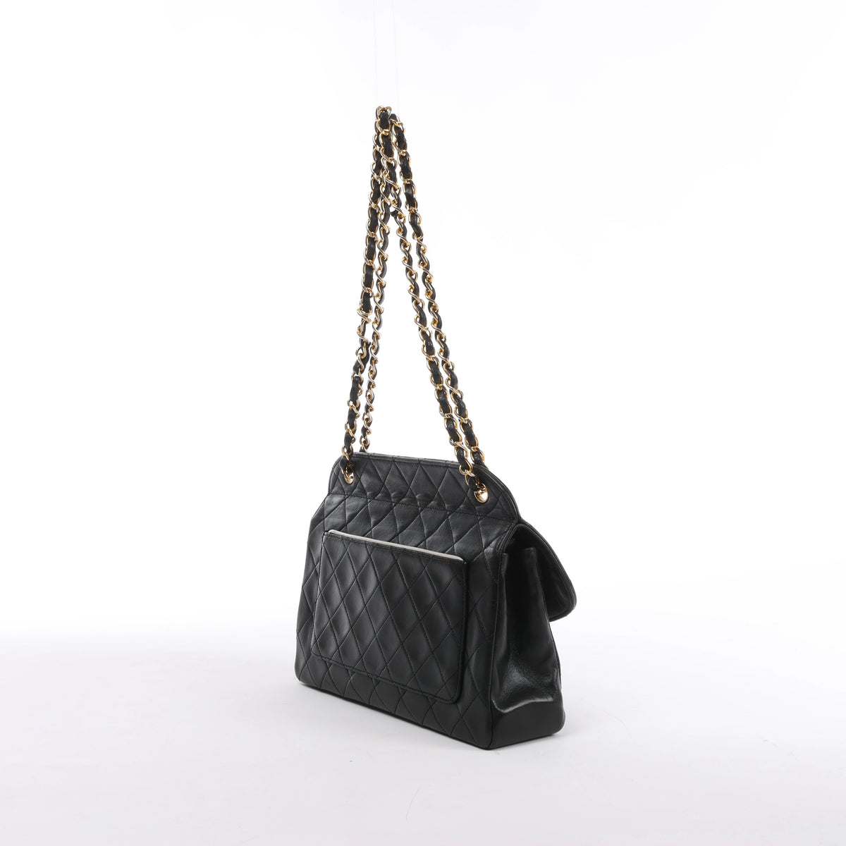 Bolso de hombro Chanel Gabrielle Doo Vintage con cadena de becerro y detalles metálicos en azul, dorado y plateado 27113839