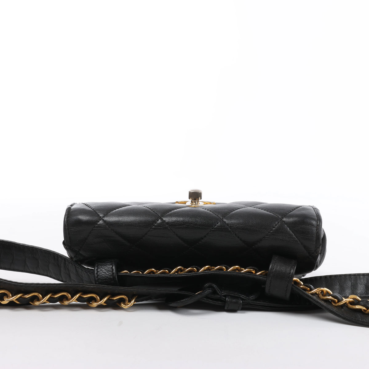 Chanel Vintage Classic Matelasse Leather Belt Bag in Black