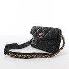 Chanel Vintage Classic Matelasse Leather Belt Bag in Black