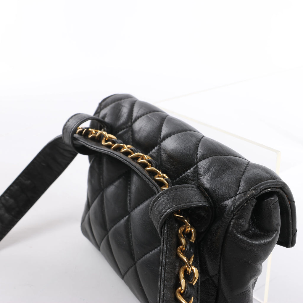 Chanel Vintage Classic Matelasse Leather Belt Bag in Black