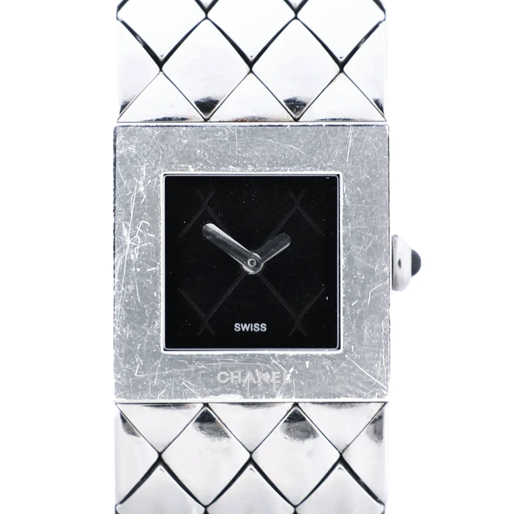 Chanel Matelasse H0009 Y.H.89889 SS QZ Watch with Black Dial