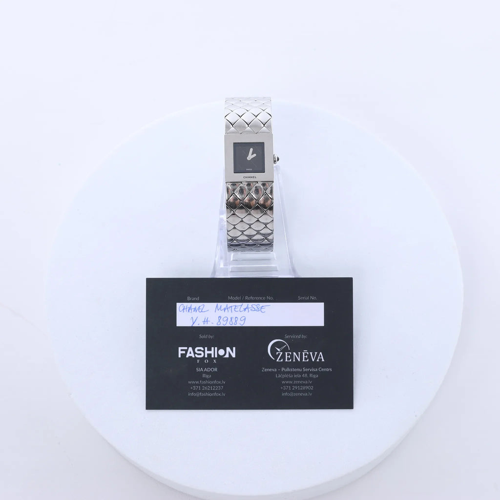 Chanel Matelasse H0009 Y.H.89889 SS QZ Watch with Black Dial