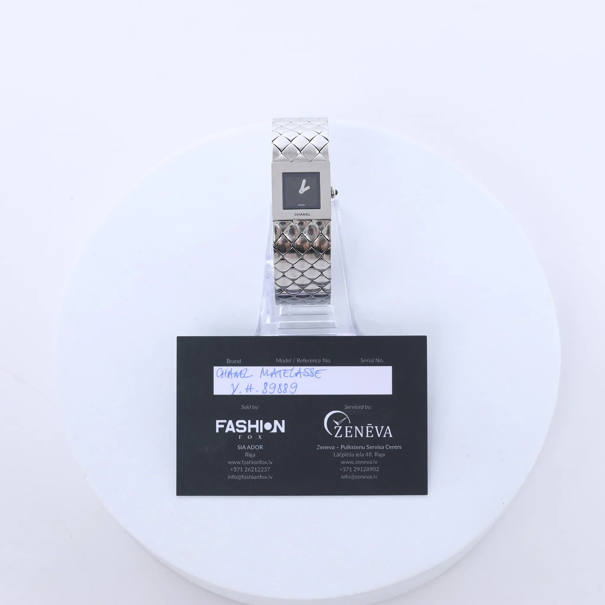 Chanel Matelasse H0009 Y.H.89889 SS QZ Watch with Black Dial