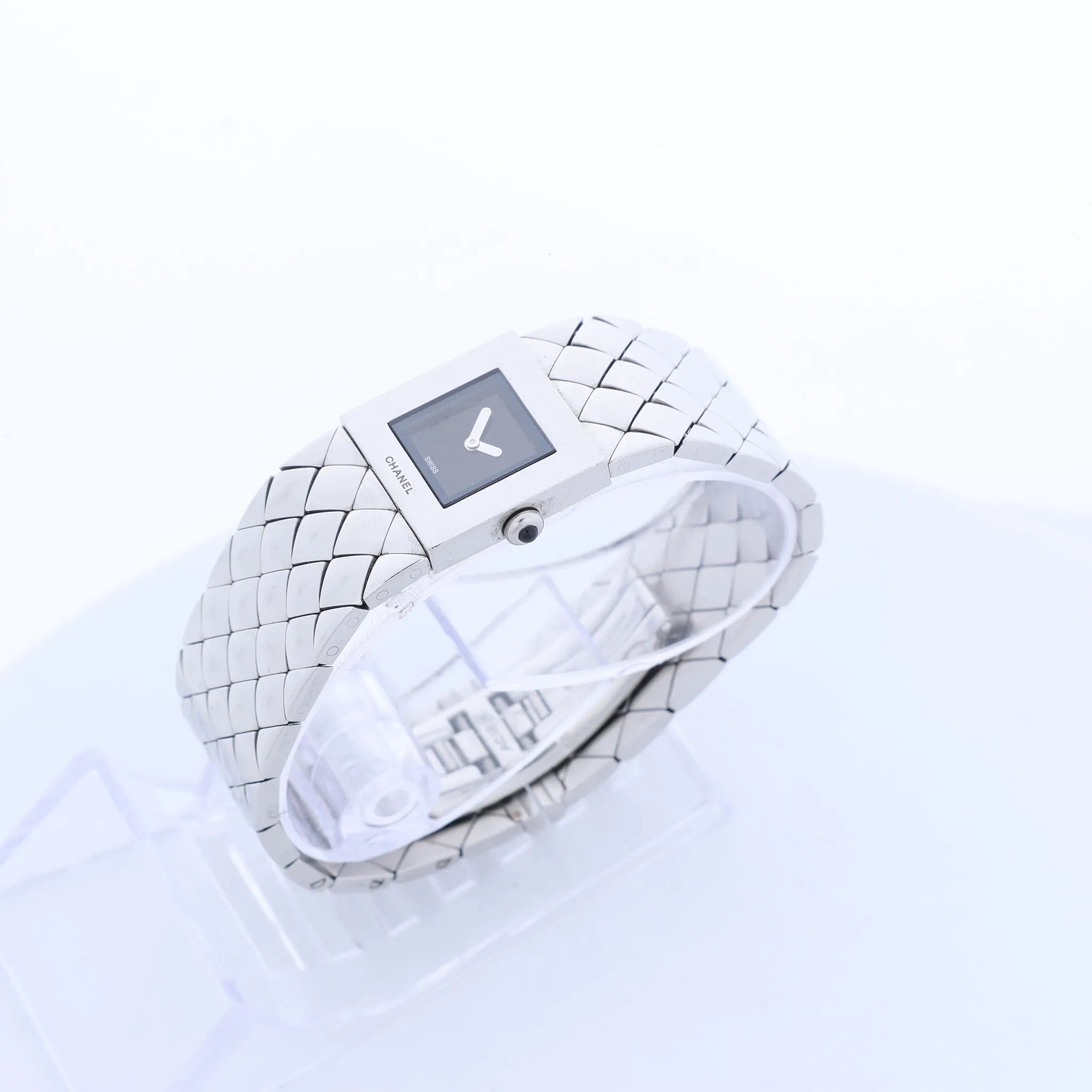 Chanel Matelasse H0009 Y.H.89889 SS QZ Watch with Black Dial