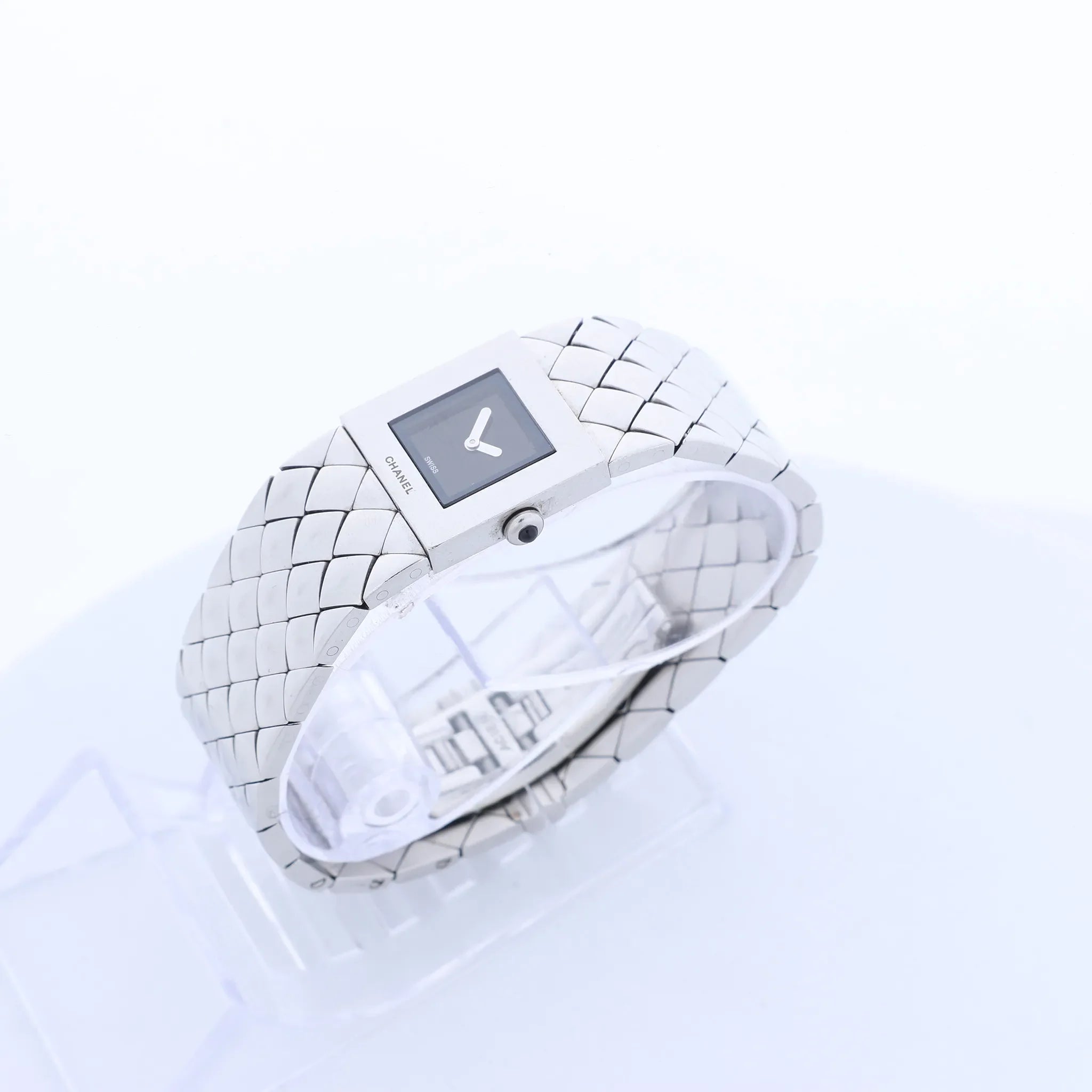 Chanel Matelasse H0009 Y.H.89889 SS QZ Watch with Black Dial