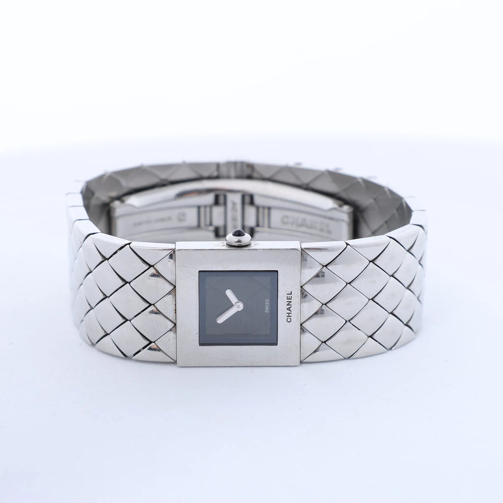 Chanel Matelasse H0009 Y.H.89889 SS QZ Watch with Black Dial
