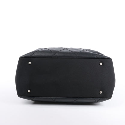 Chanel Paris Biarritz MM Coating Canvas Shoulder Bag in Black