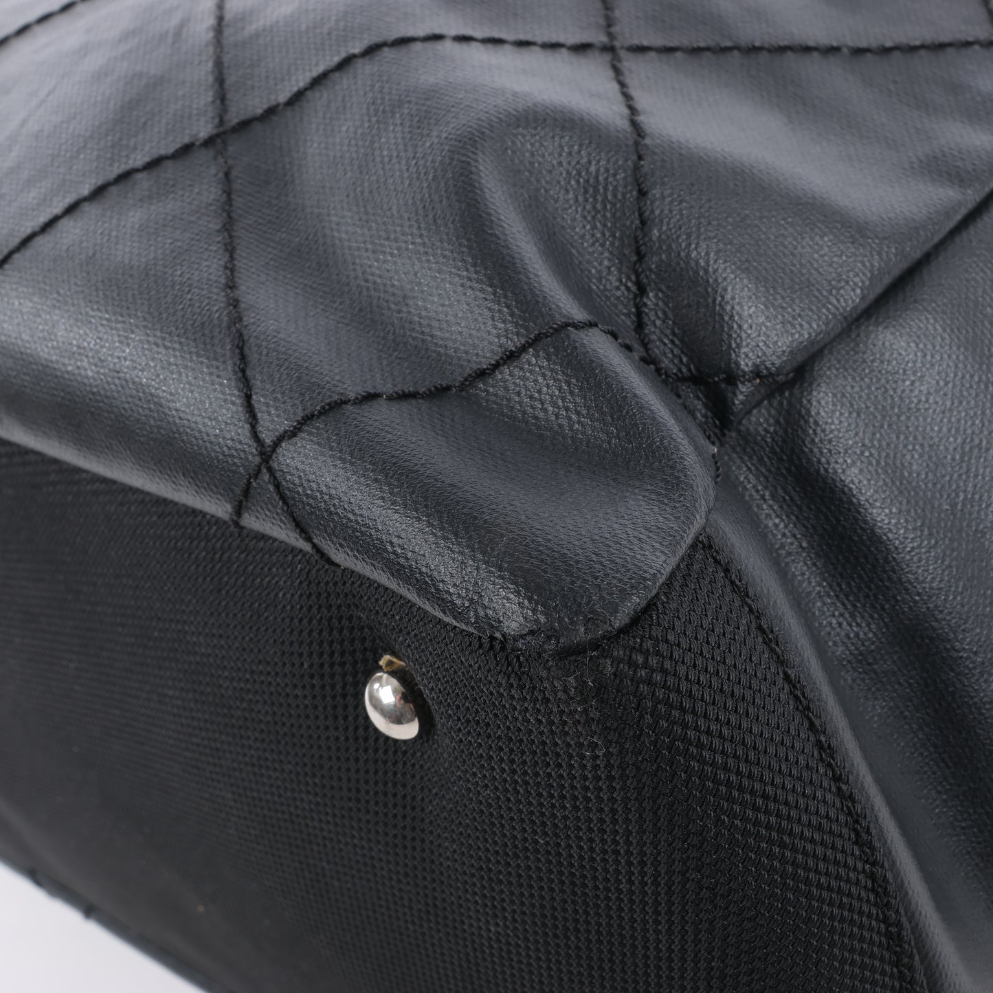 Chanel Paris Biarritz MM Coating Canvas Shoulder Bag in Black