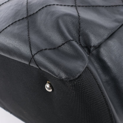 Chanel Paris Biarritz MM Coating Canvas Shoulder Bag in Black