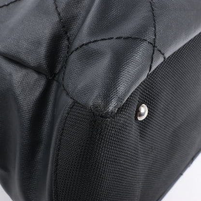 Chanel Paris Biarritz MM Coating Canvas Shoulder Bag in Black