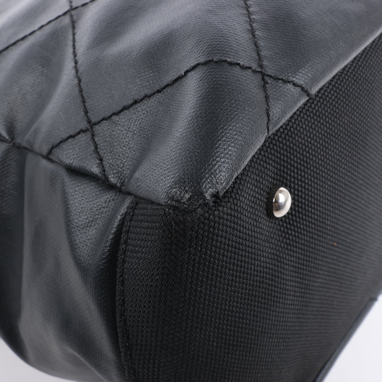 Chanel Paris Biarritz MM Coating Canvas Shoulder Bag in Black