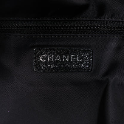 Chanel Paris Biarritz MM Coating Canvas Shoulder Bag in Black