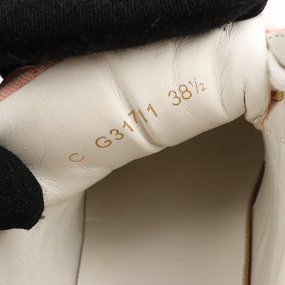 CHANEL Pink Canvas And White Leather CC Lace Up Sneakers, Size 38.5 EU