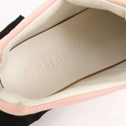 CHANEL Pink Canvas And White Leather CC Lace Up Sneakers, Size 38.5 EU