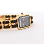Chanel Premiere XL H0001 GN08533 GP & Leather QZ Black Dial Watch