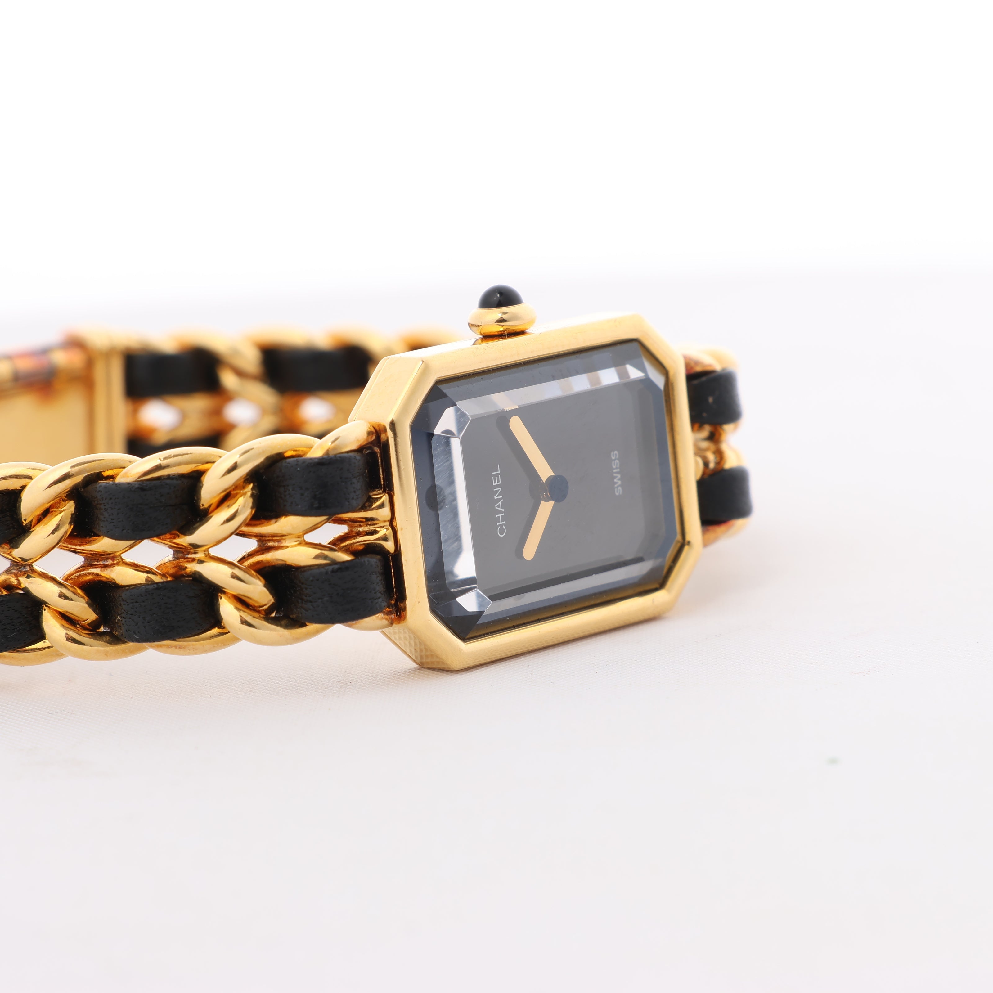Chanel Premiere XL H0001 GN08533 GP & Leather QZ Black Dial Watch
