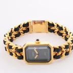 Chanel Premiere XL H0001 GN08533 GP & Leather QZ Black Dial Watch