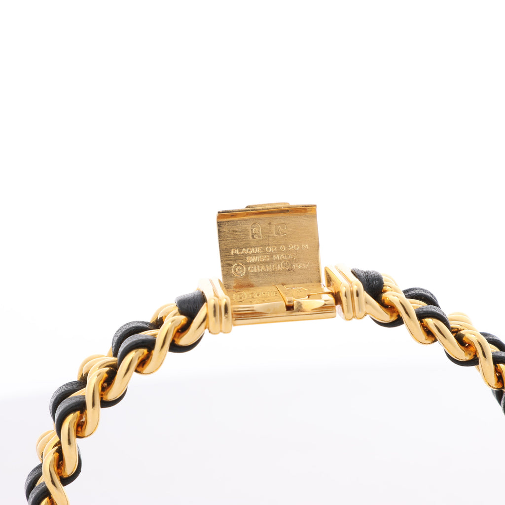 Chanel Premiere XL H0001 GN08533 GP & Leather QZ Black Dial Watch