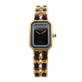 Chanel Premiere XL H0001 GN08533 GP & Leather QZ Black Dial Watch