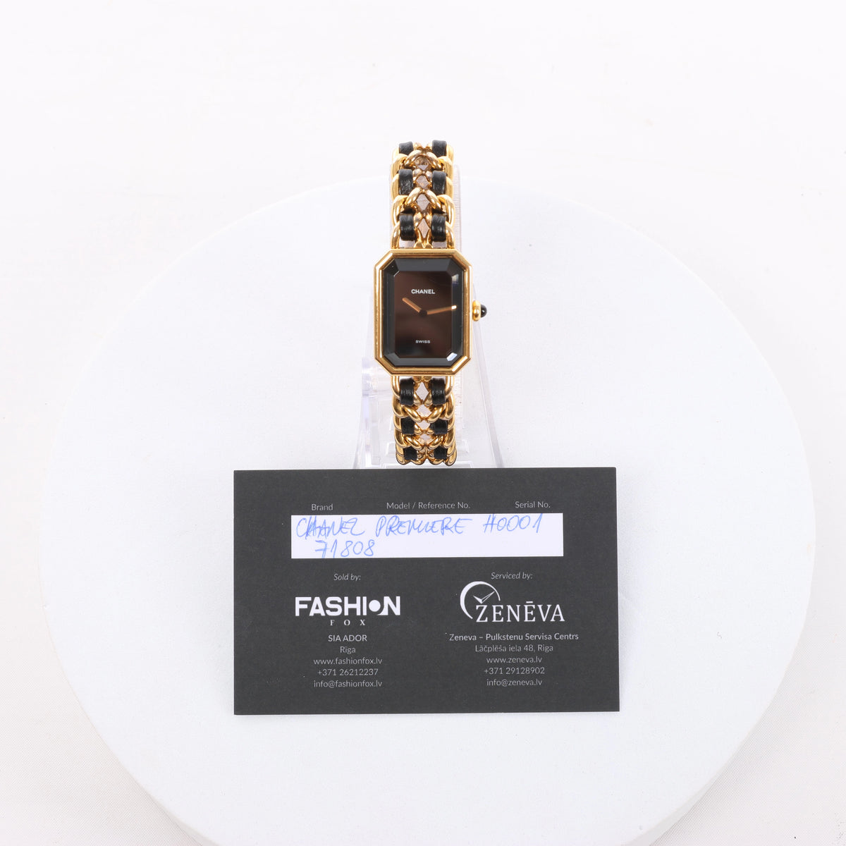 Reloj Chanel Premiere XL H0001 GN08533 GP y cuero QZ con esfera negra