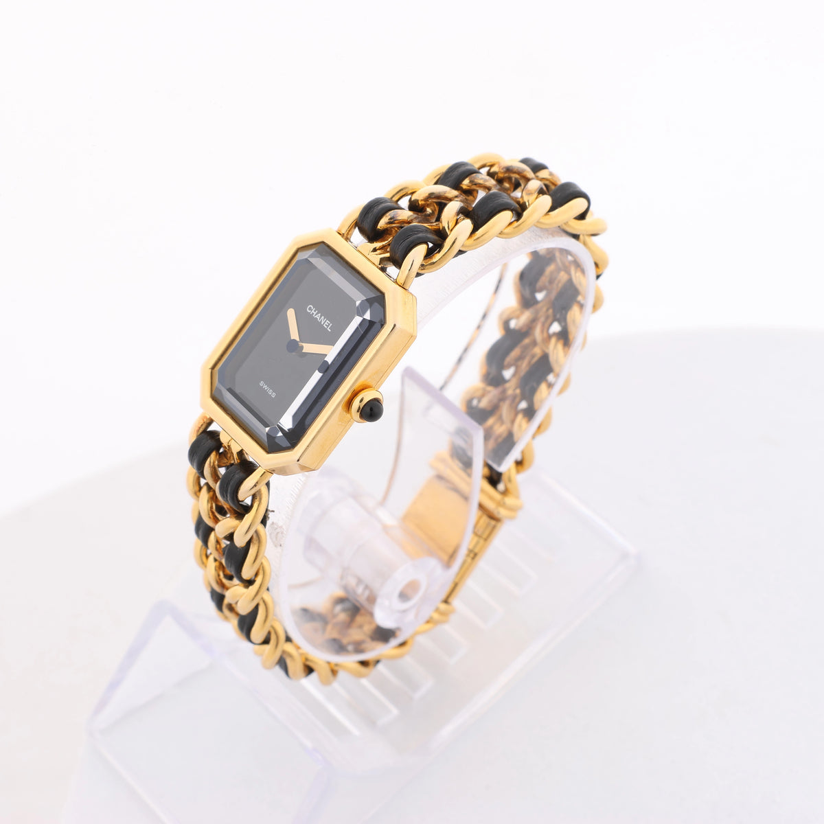 Reloj Chanel Premiere XL H0001 GN08533 GP y cuero QZ con esfera negra