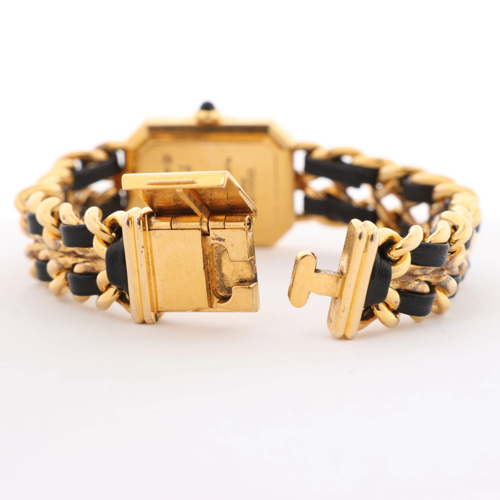 Reloj Chanel Premiere XL H0001 GN08533 GP y cuero QZ con esfera negra