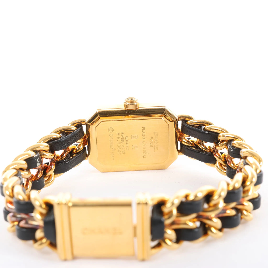 Chanel Premiere L AG70349 GP & Leather QZ Watch with Black Dial