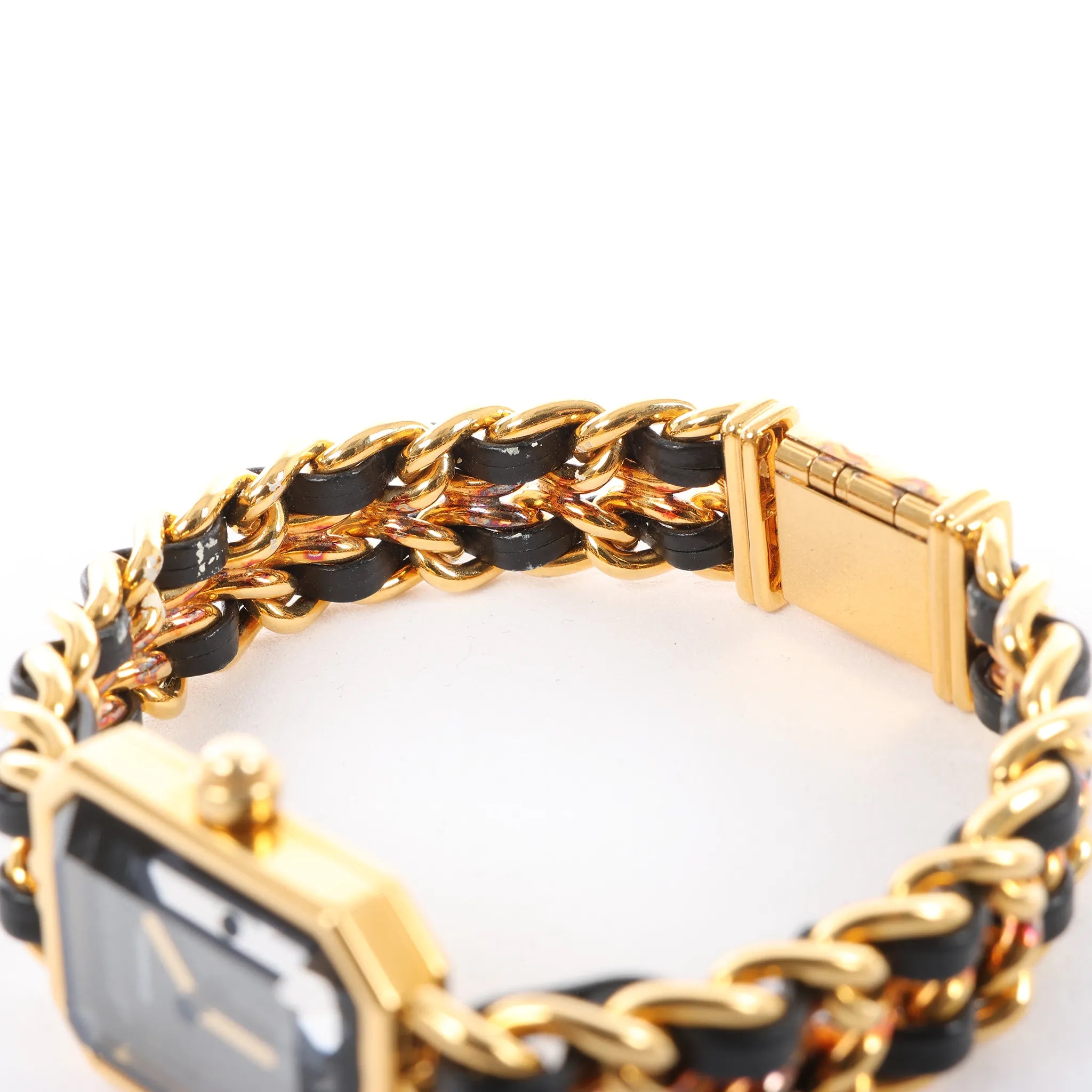 Chanel Premiere L AG70349 GP & Leather QZ Watch with Black Dial