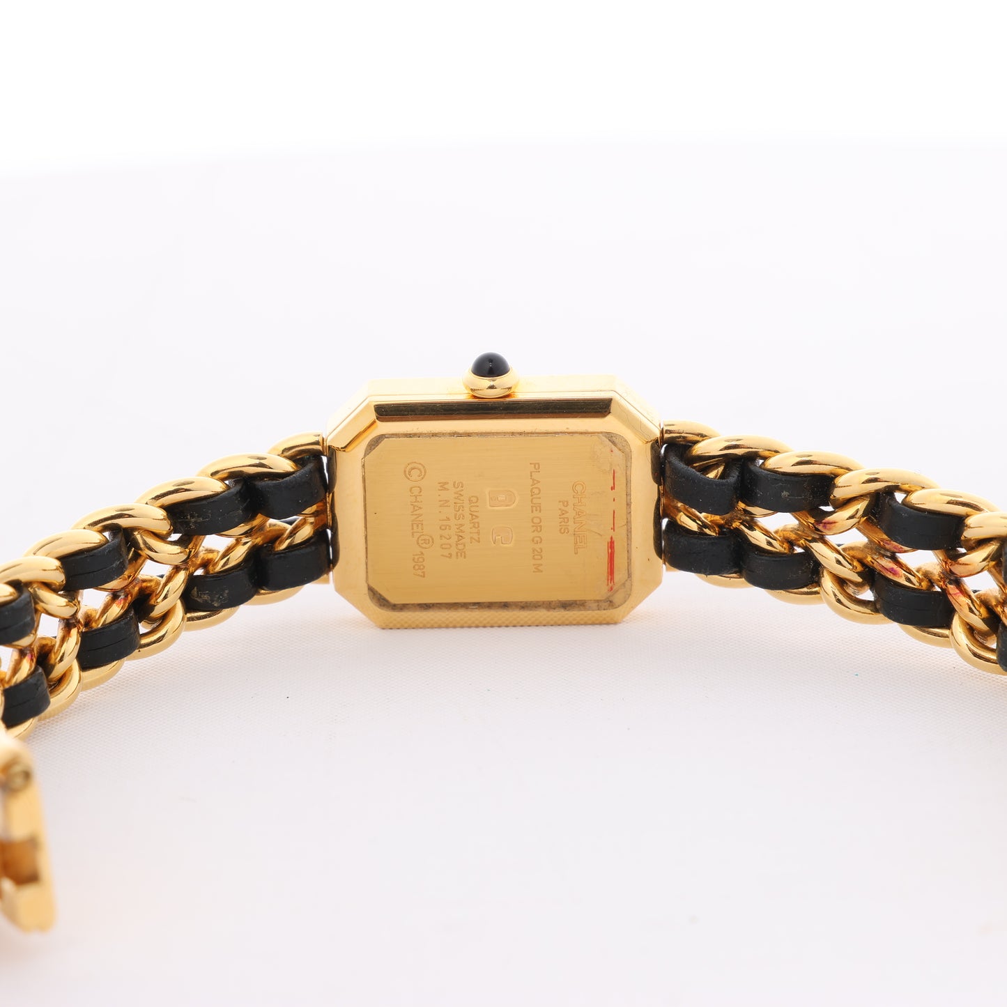 Chanel Premiere L H0001 MN16207 GP & Leather QZ Black Dial Watch